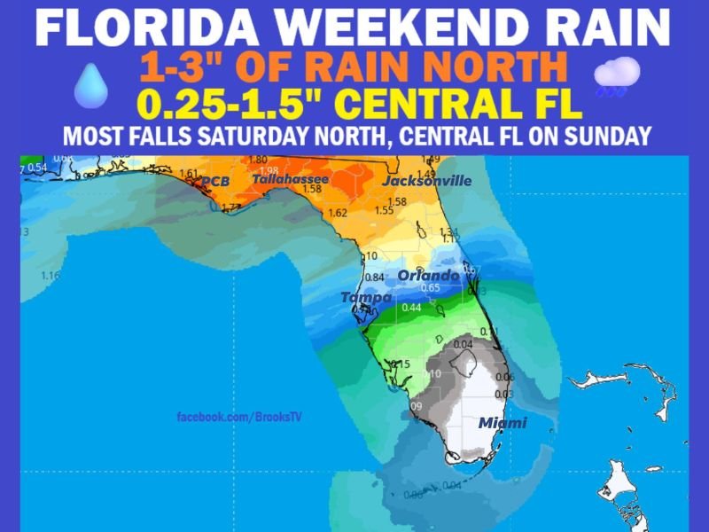 Florida to See Widespread Weekend Rainfall: Panhandle Faces 3 Inches While Central Florida Awaits Sunday Soaking