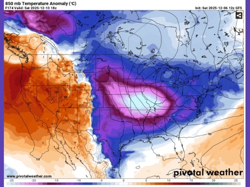Forecast Models Signal Potentially Historic Arctic Blast for Texas, Oklahoma, Arkansas, Missouri, Illinois, and the Midwest Next Weekend