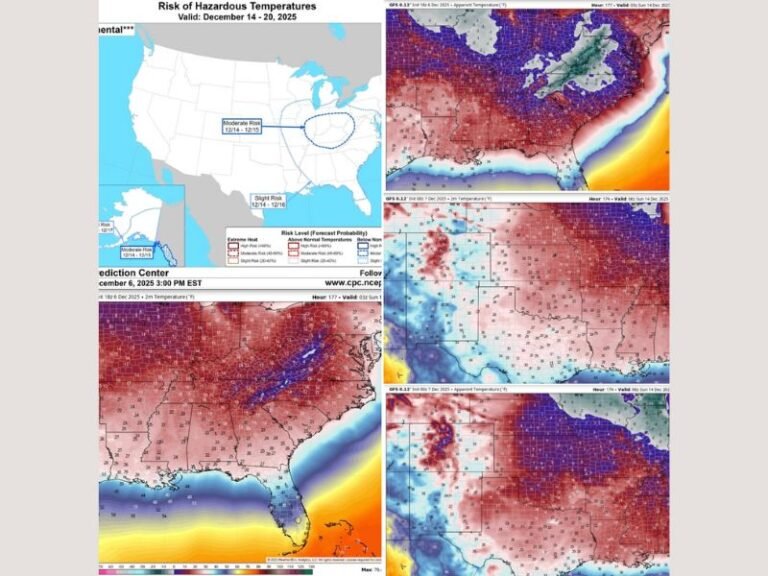 Hazardous Arctic Air Expected to Bring Dangerous Cold to North Carolina, South Carolina, Georgia, Tennessee, and Virginia From December 13–16