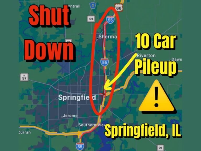 Illinois Interstate 55 Shut Down Near Springfield After 10-Car Pileup in Heavy Snow