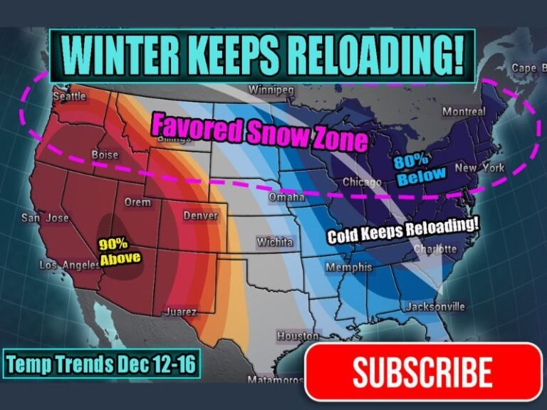 Long-Range Forecast Shows Repeated Cold Surges and Snow Chances for Illinois, Ohio, Pennsylvania, New York, and the Upper Midwest as Winter Pattern Reloads Through Mid-December