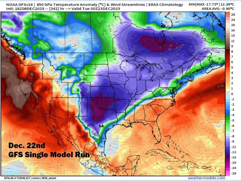 Long-Range Model Dispute Shows No Ensemble Support for Extreme Cold Outbreak Across Texas, Oklahoma, Kansas, Missouri, Arkansas, Illinois, Indiana, Ohio, and the Northeast Ahead of December 22