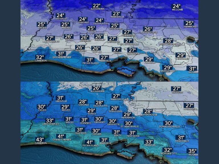 Louisiana Braces for Coldest Temperatures of the Season as Hard Freeze Threatens Acadiana Sunday Night Into Monday