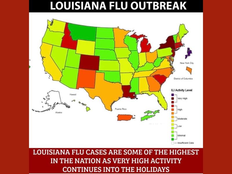 Louisiana Reports One of the Nation’s Highest Flu Activity Levels as Very High Outbreak Intensifies Ahead of the Holiday Season
