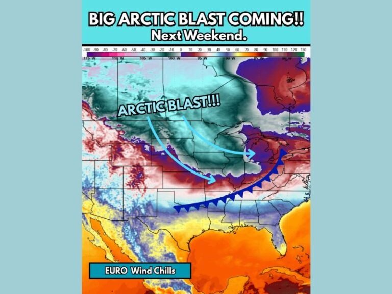Major Arctic Blast Forecast to Drive Dangerous Wind Chills Across Minnesota, Wisconsin, Michigan, Illinois, Indiana, Ohio, Iowa, Missouri, and the Great Lakes Region Next Weekend