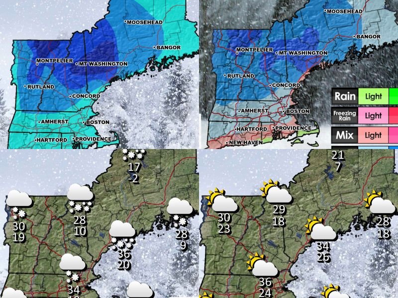 New England Faces Two-Part Winter Storm System Bringing Light Snow, Mixed Precipitation, and Midweek Clearing