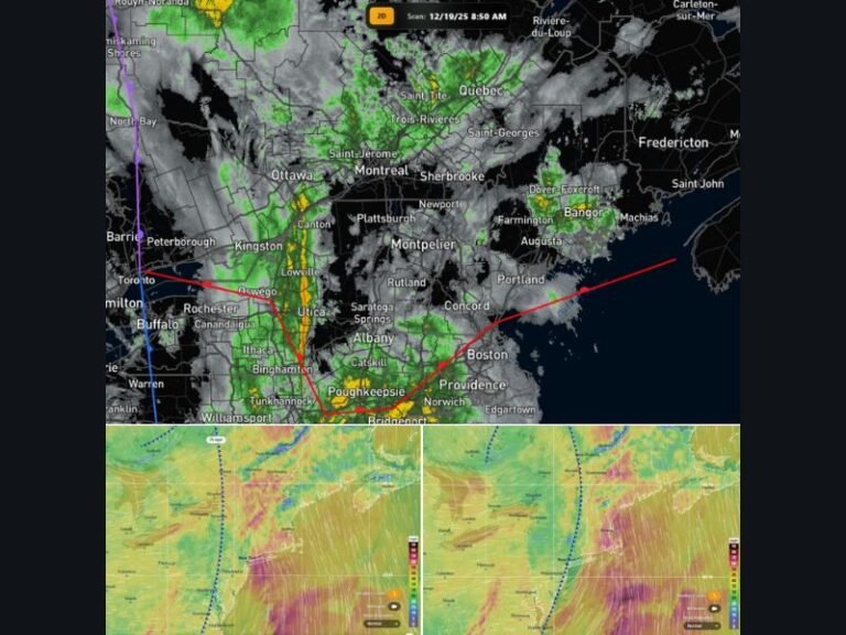 New England Weather System Brings Heavy Rain and Hidden 50+ MPH Winds Aloft as Forecasters Warn Conditions May Intensify Through the Day