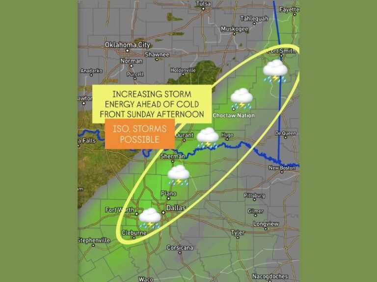 Oklahoma And Texas Brace For Isolated Strong Storms As Powerful Cold Front Pushes Into The Region Sunday