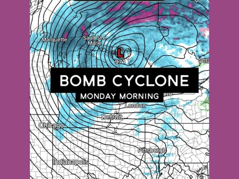 Powerful Bomb Cyclone Intensifies Over the Great Lakes With 70+ MPH Winds, Heavy Snow and Rapidly Deteriorating Travel Expected by Monday