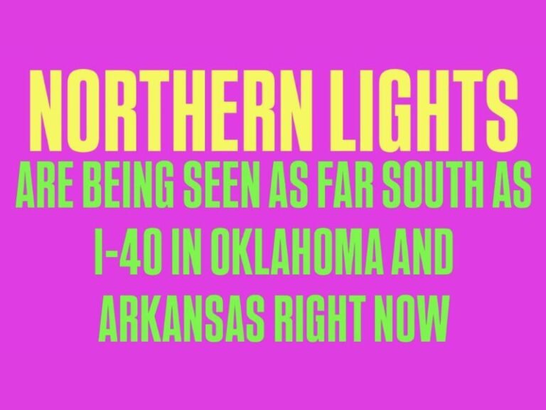 Rare Solar Storm Sends Northern Lights As Far South As Kansas, Missouri, Oklahoma, and Arkansas on Tuesday Night