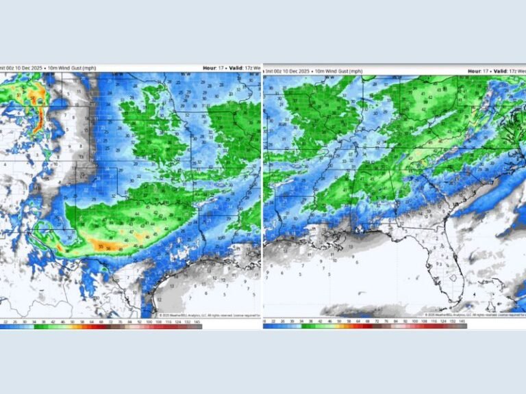 Severe Wind Gusts Forecast to Hit Texas, Georgia, Alabama, Arkansas, and Tennessee With 40–55 mph Impacts Threatening Safety and Property on Wednesday