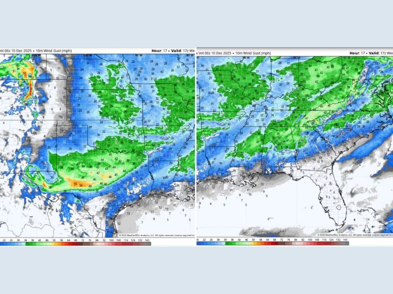 Severe Wind Gusts Forecast to Hit Texas, Georgia, Alabama, Arkansas, and Tennessee With 40–55 mph Impacts Threatening Safety and Property on Wednesday