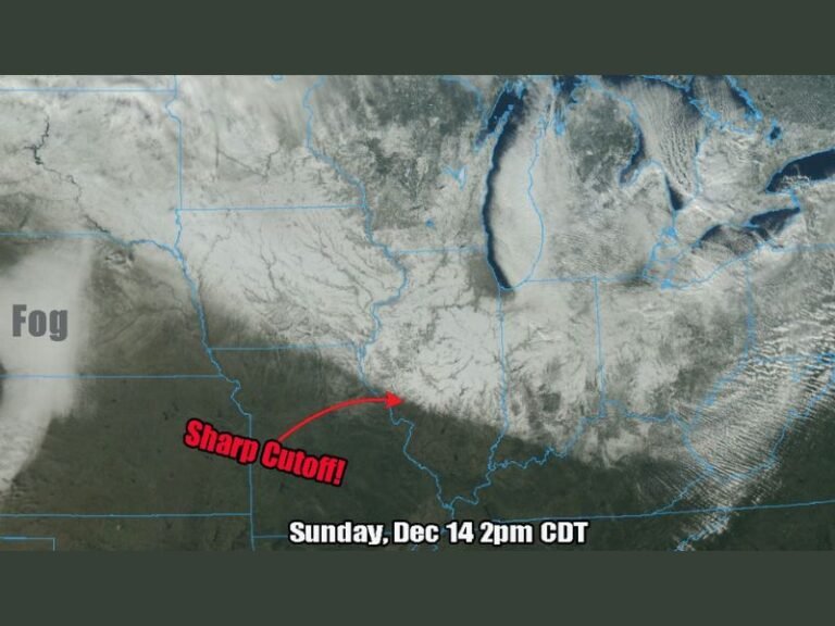 Sharp Snow Cutoff Line Captured in Satellite Image Across Ohio Valley and Great Lakes Region
