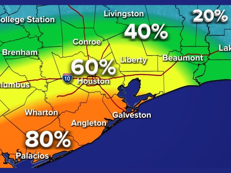 Texas Weather Alert: Rain and Thunderstorms Expected Across Houston, Galveston, and Victoria Wednesday Morning