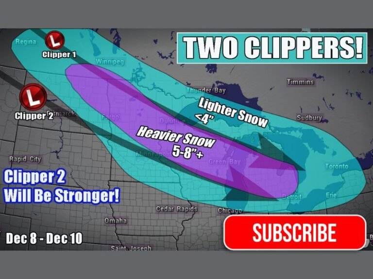 Two Alberta Clippers Expected to Bring 5–8 Inches of Snow Across Minnesota, Wisconsin, and Michigan From December 8–10