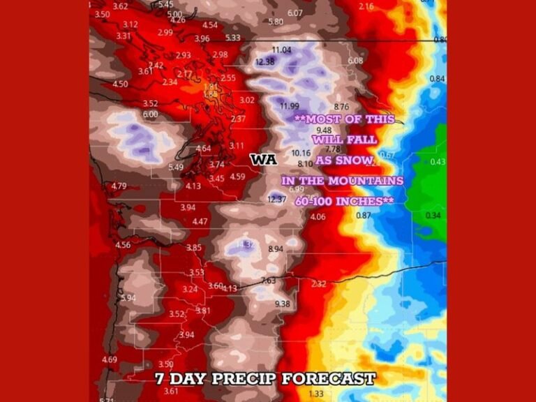 Washington Faces Major Snowfall Threat as Mountains Could See Up to 100 Inches by Saturday