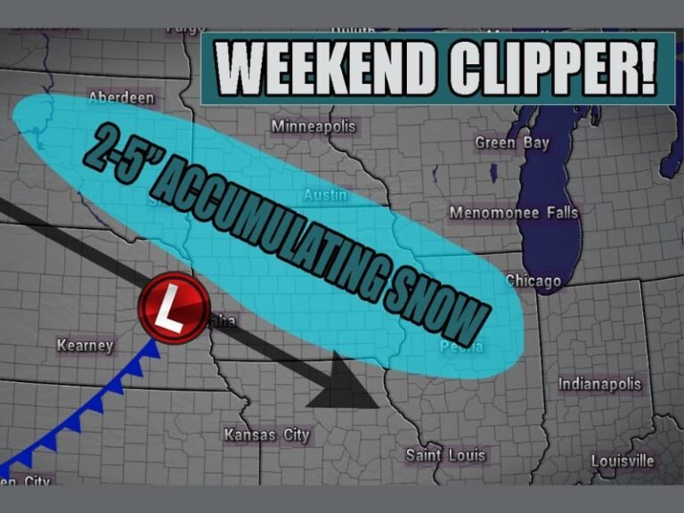 Winter Clipper System to Bring 2–5 Inches of Snow Across the Midwest This Weekend — Chicago, Peoria, and Iowa in the Path