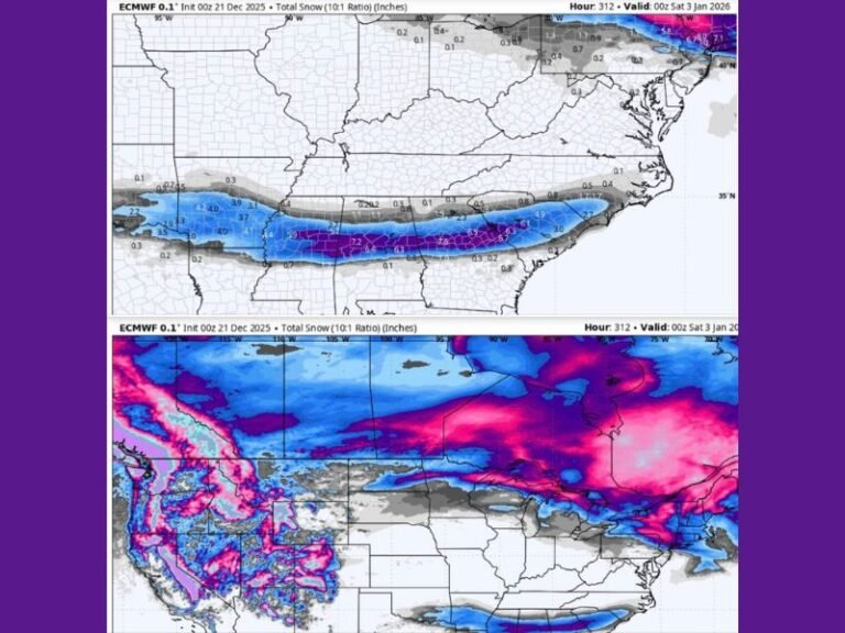 Winter Weather Models Suggest Light Snow Potential Across Arkansas, Mississippi, Alabama, Georgia, and the Carolinas — But Forecast Confidence Remains Low