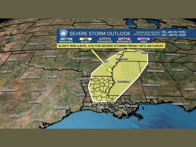 Acadiana Braces for Friday Night Cold Front as Severe Storm Risk Expands and Chilly, Rainy Weekend Follows