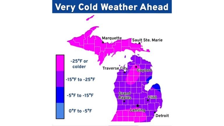 Arctic Air Mass Poised to Grip Michigan Next Week as Wind Chills Plunge Well Below Zero and Lake-Effect Snow Intensifies