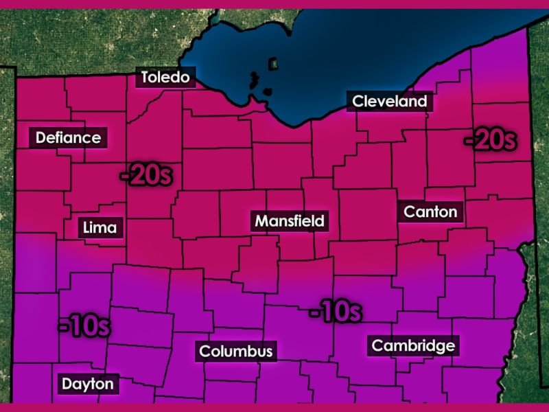 Dangerous Arctic Blast Set to Hit Ohio: Wind Chills Could Plunge Into the –20s by Tuesday