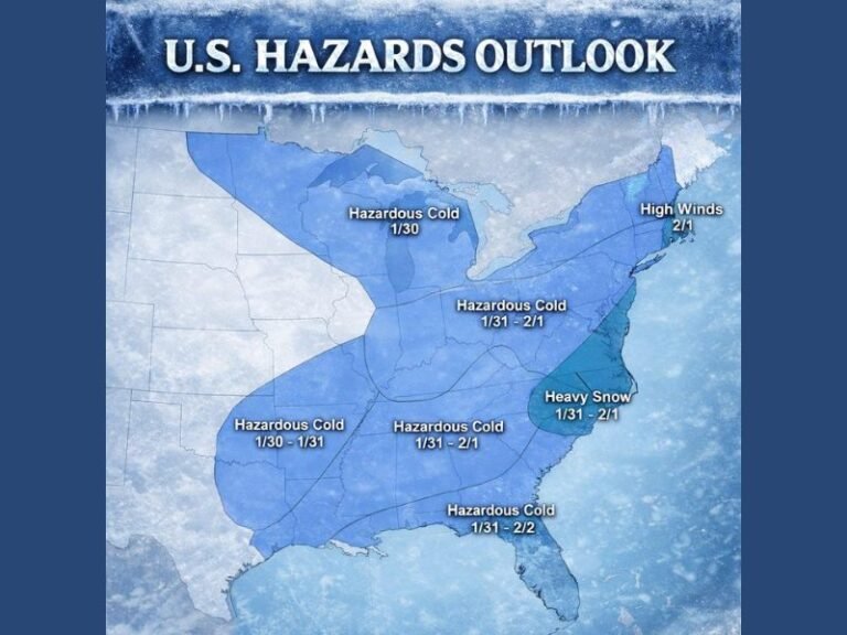 Eastern United States Faces Expanding Hazardous Cold Zone as Late-January Winter Threat Intensifies