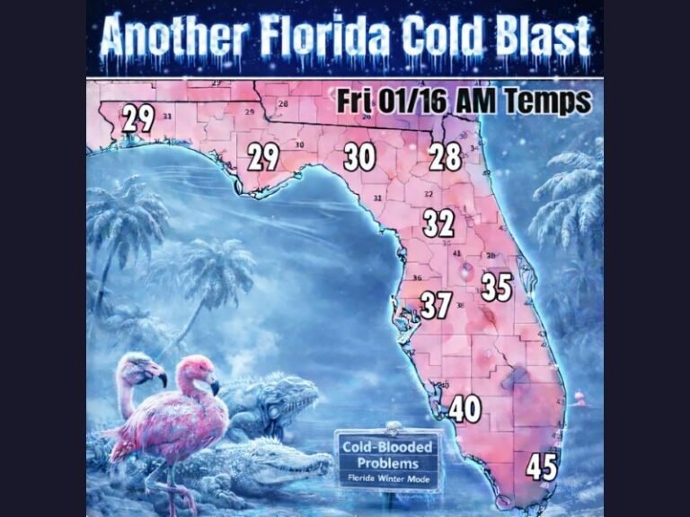 Florida Braces for Another Sharp Cold Blast as EURO and GFS Models Signal Freezing Temperatures and Storms Next Week