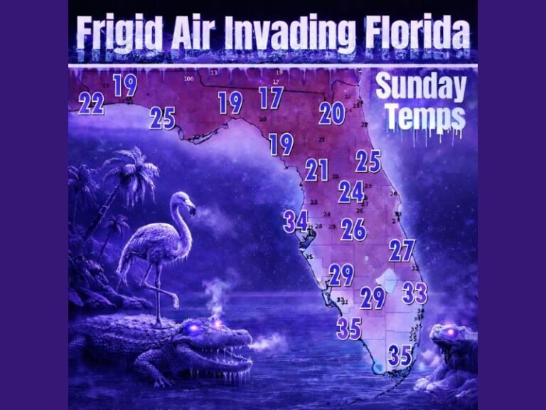 Florida Braces for One of the Coldest Arctic Air Intrusions of the Season as Temperatures Plunge Sunday Morning