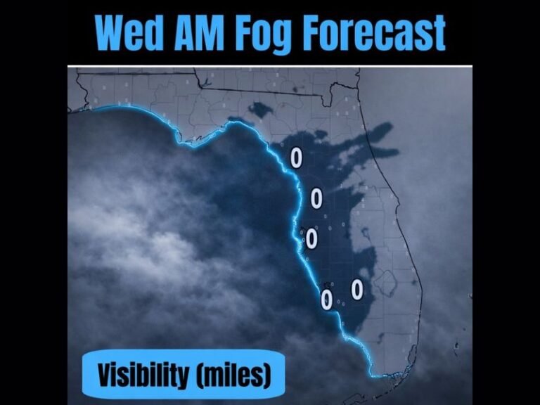 Florida Faces Near-Zero Visibility Risk Wednesday Morning as Dense Fog Develops Across Western Peninsula Ahead of Approaching Front