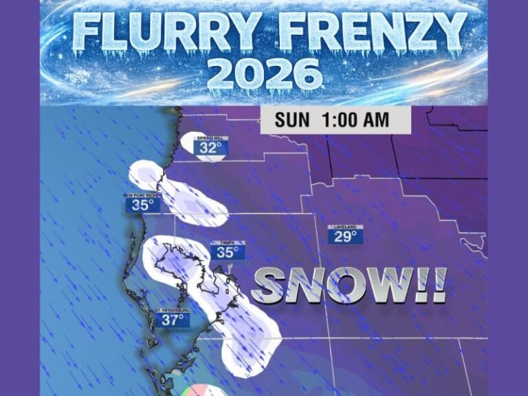 Florida Faces Rare Overnight Snow Threat as Arctic Air and Coastal Bands Bring Flurries to Tampa Bay Region