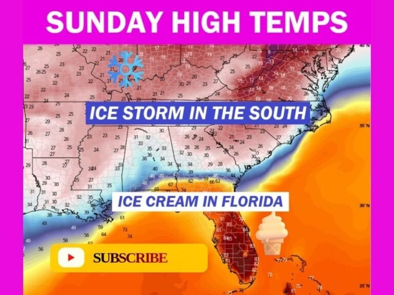Florida Stays Summerlike as a Major Ice Storm Threatens a 1,500-Mile Stretch of the Southern United States From Texas Through the Carolinas