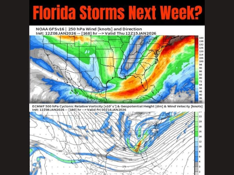 Florida and the Southeast May See Increased Storm Potential Mid-Next Week as Upper-Level System Dips Into the U.S.