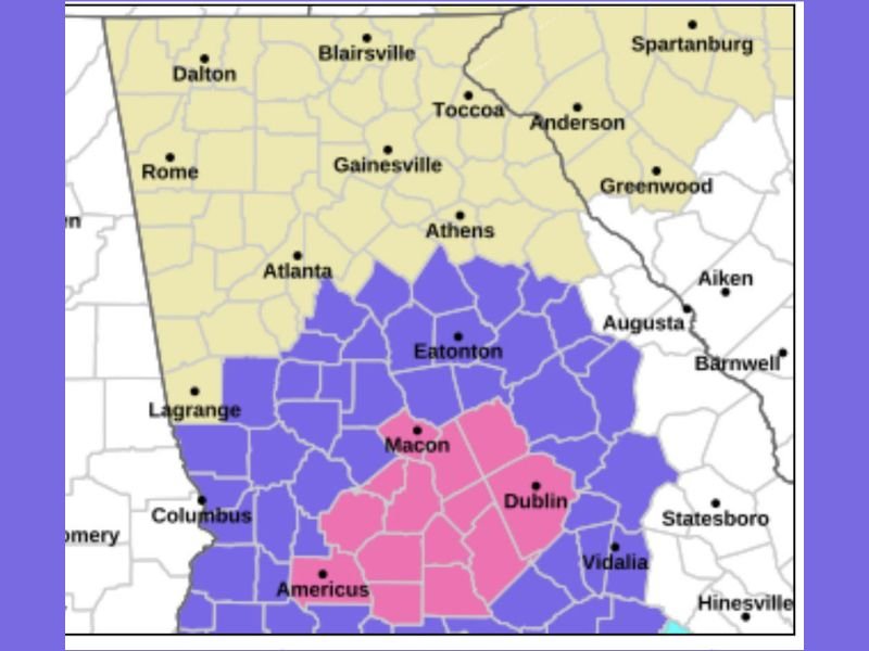Georgia Winter Storm Warning Issued as Central and West-Central Counties Brace for Sunday Morning Snow and Slippery Roads