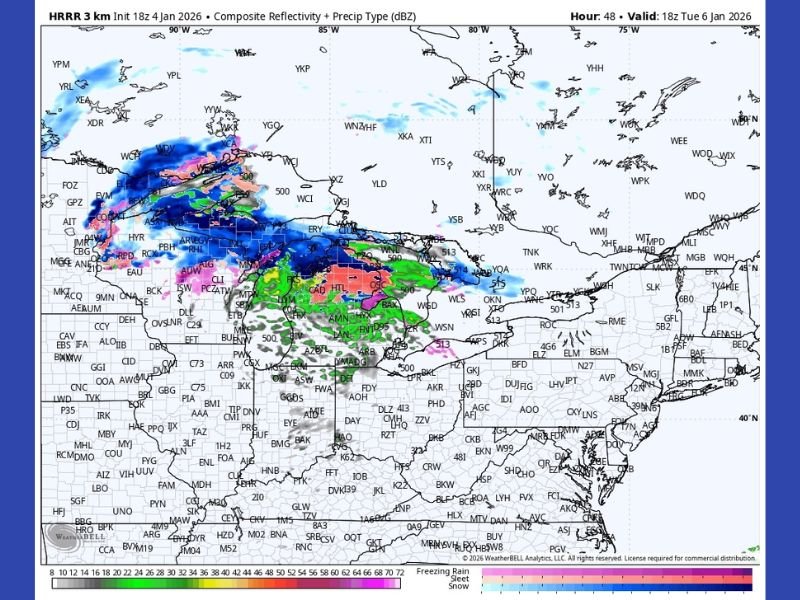 Great Lakes Winter Storm Brings Snow, Sleet, and Freezing Rain From Minnesota to Maine, Raising Travel and Power Concerns