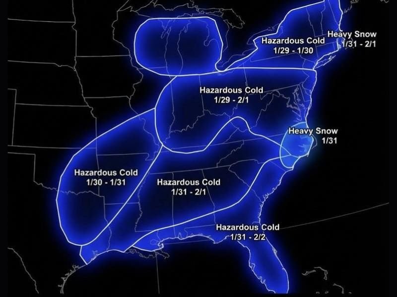 Hazardous Arctic Cold Tightens Its Grip Across the Central and Eastern United States With Multi-Day Freeze and Dangerous Wind Chills