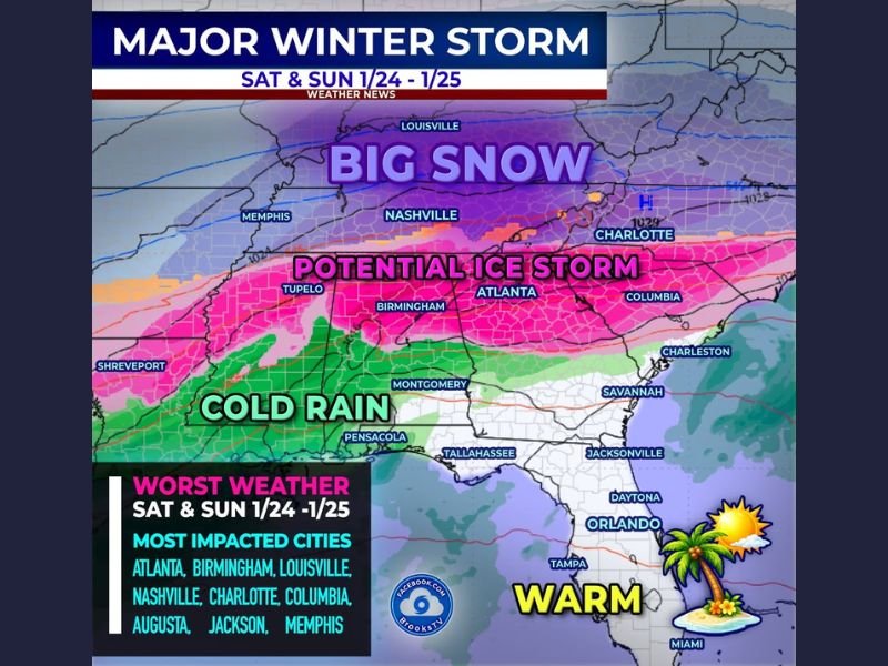 High-Impact Southern Winter Storm Signal Emerges as Snow, Ice, and Travel-Crippling Conditions Threaten Multiple States This Weekend