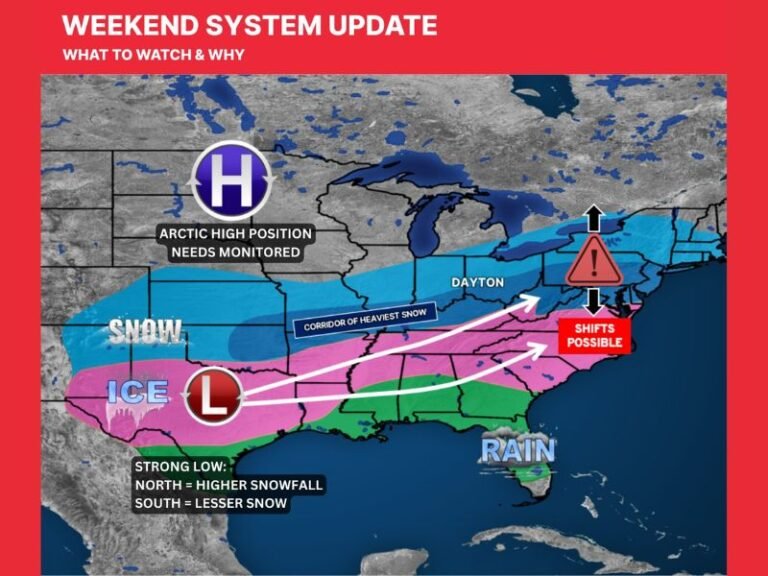 High-Impact Winter Storm Targets Texas, Arkansas, Tennessee, Kentucky, Ohio Valley, and Interior Carolinas With Snow, Ice, and Dangerous Shifts This Weekend