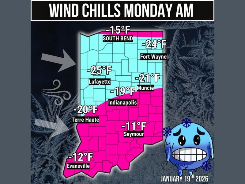 Indiana Faces Dangerous Subzero Wind Chills Monday Morning as Arctic Air Pushes Frostbite Risk Into the Spotlight