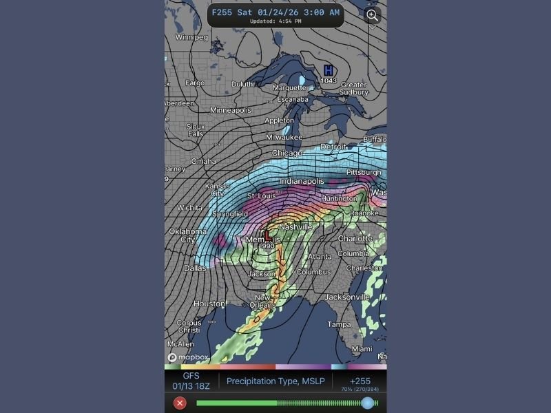 January 24 GFS Model Shows Massive Central U.S. Storm — But Meteorologists Say It’s a “Fantasy Run” With No Forecast Value Yet