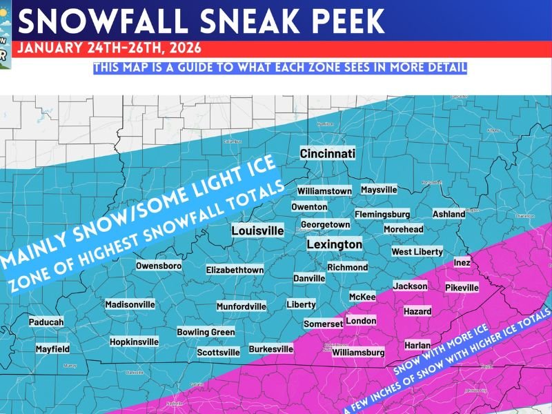 Kentucky, Southern Ohio, and Tennessee Face Sharp Snow-to-Ice Divide as January 24–26 Winter Storm Takes Shape
