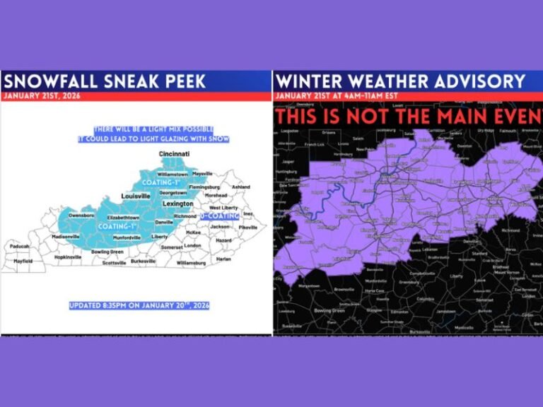 Kentucky Under Winter Weather Advisory for Overnight Slick Roads as Light Snow and Glazing Develop Ahead of Larger Storm System