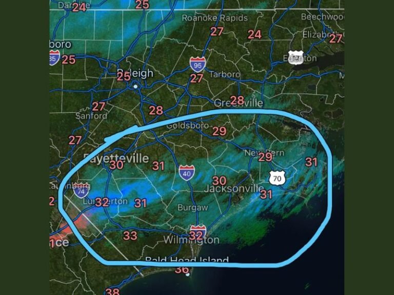 Light Snow Band Develops Across Southeastern North Carolina as Early-Morning Accumulations Affect Multiple Counties
