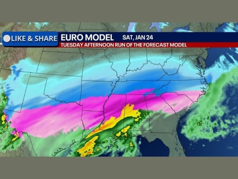 Major Southern Winter Storm Threatening Rare Snow, Crippling Ice, and Dangerous Cold Across South Carolina, North Carolina, Georgia, Alabama, Tennessee, and Mississippi
