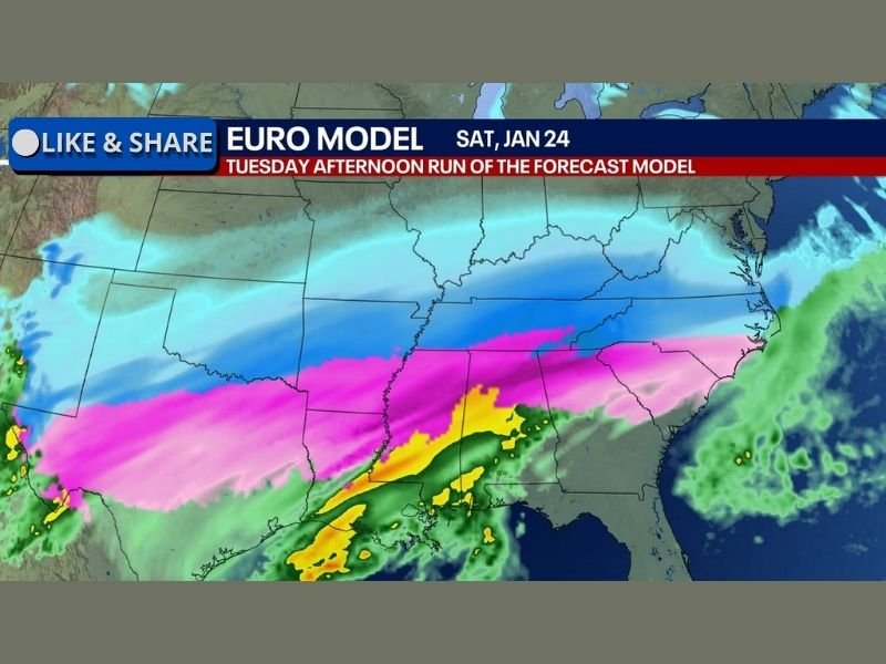 Major Southern Winter Storm Threatening Rare Snow, Crippling Ice, and Dangerous Cold Across South Carolina, North Carolina, Georgia, Alabama, Tennessee, and Mississippi