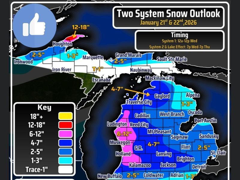 Michigan Braces for Back-to-Back Clipper Systems as Two-Phase Snow Event Brings Hazardous Travel, Blowing Snow, and Lake-Effect Accumulations