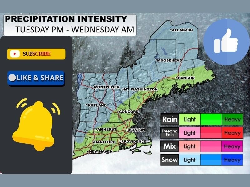 New England Winter Forecast Shows Minor Midweek Snow Followed by Uncertain Nor’easter Threat With Rain South and Heavier Snow Far North