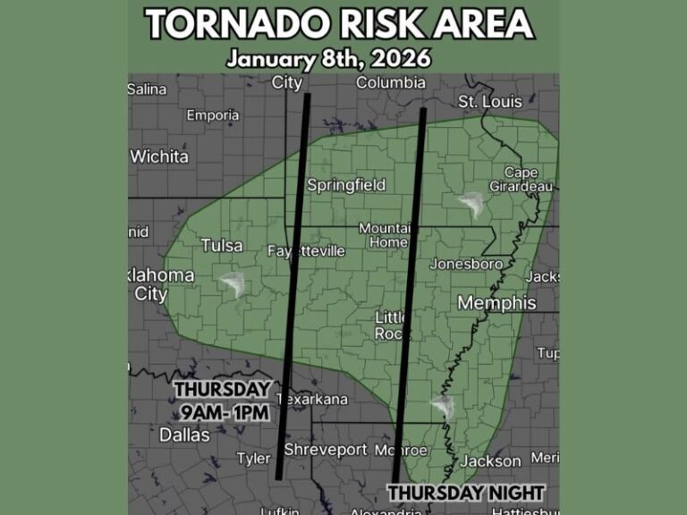 Oklahoma, Arkansas, and Missouri Face Expanded Thursday Tornado Risk as Isolated Storms Turn Dangerous After Dark