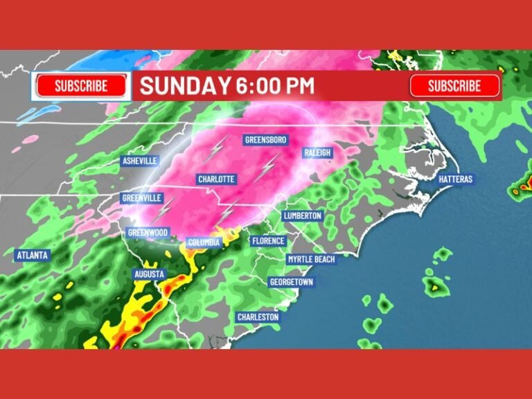 Rare Thunder-Ice Threat Emerges as Powerful Winter Storm Brings Freezing Rain and Lightning Across the Carolinas Sunday Evening