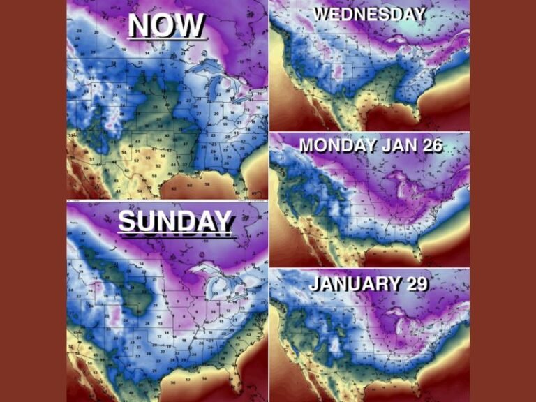 Series of Arctic Fronts Set to Sweep Across the U.S. Through Late January as Polar Vortex Disruption Drives Repeated Cold Waves