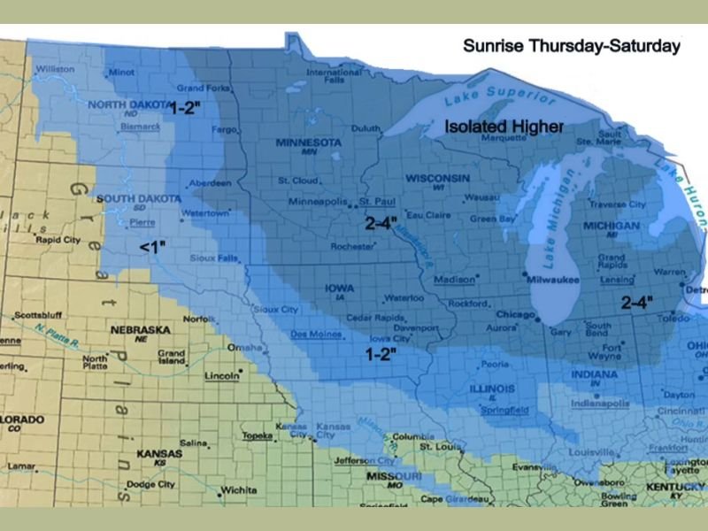 South Dakota, Minnesota, Wisconsin, Iowa, Illinois, and Michigan Prepare for Prolonged Snow Event With Accumulations and Travel Impacts Thursday Through Saturday